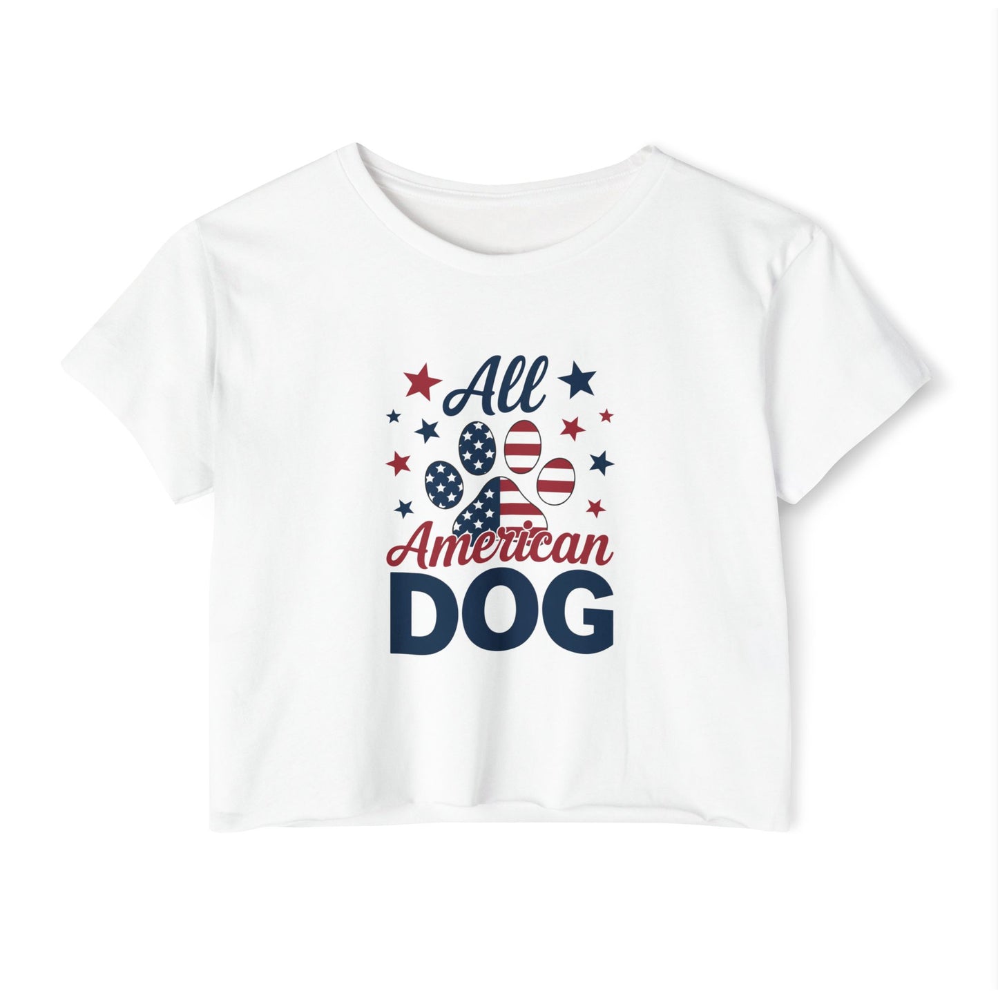 All American Dog Crop Top – Patriotic 4th of July Pet Lover Tee