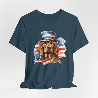 Patriotic Pup Tee – Red, White & Woof!
