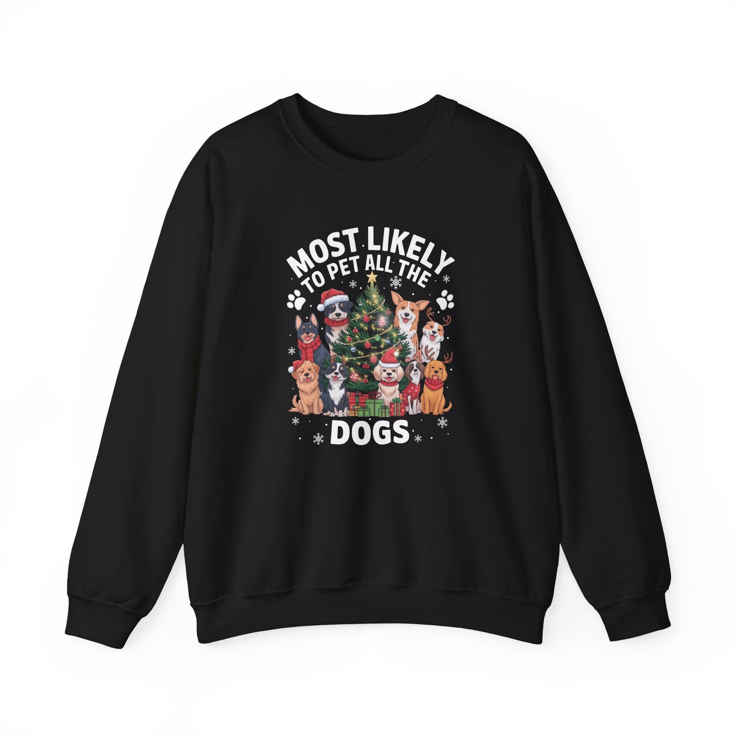 Most Likely to Pet All the Dogs Christmas Unisex Sweatshirt