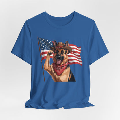 Stars, Stripes & Shepherds Tee – Cowboy Canine Patriot