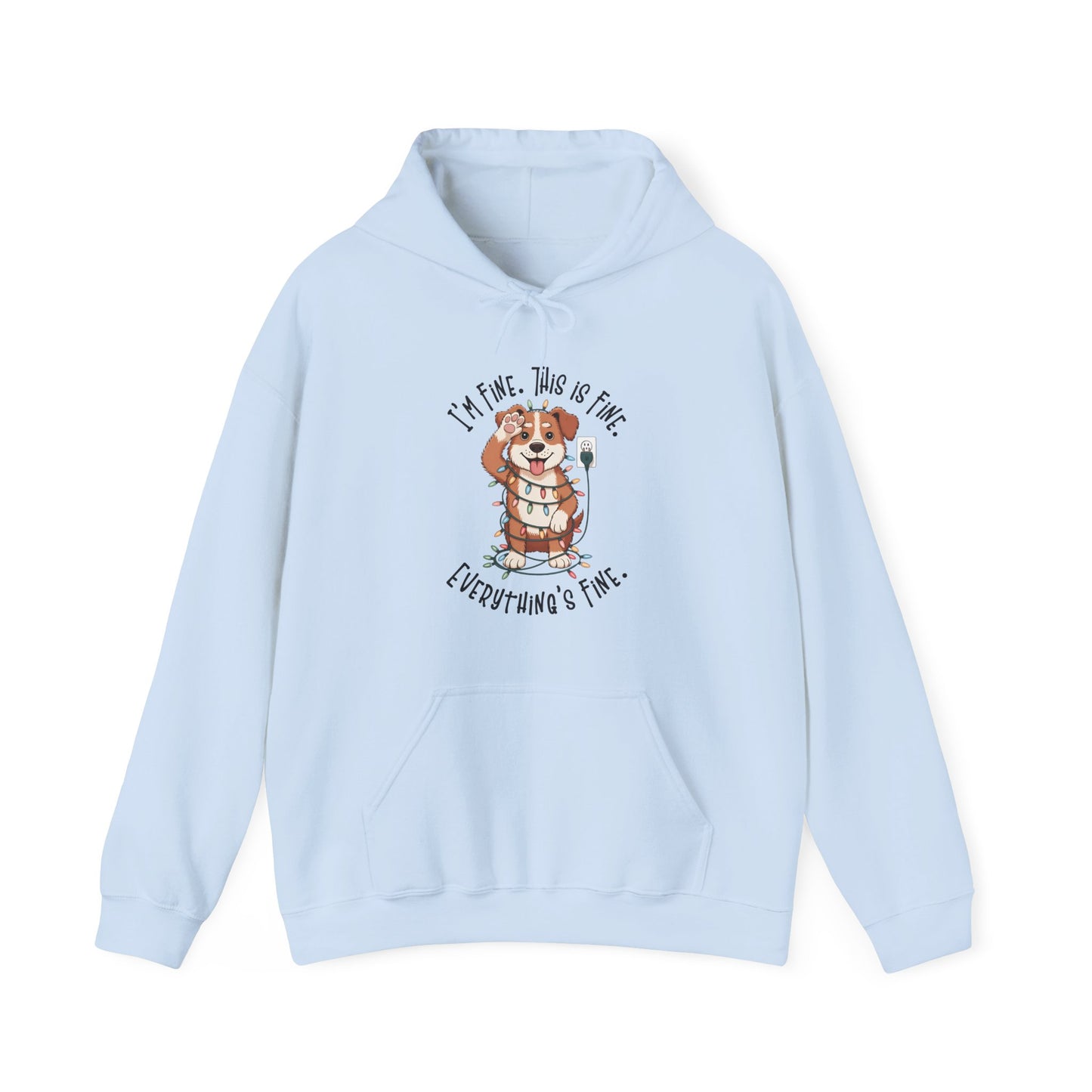 I'm Fine This Is Fine Dog Christmas Lights Hoodie