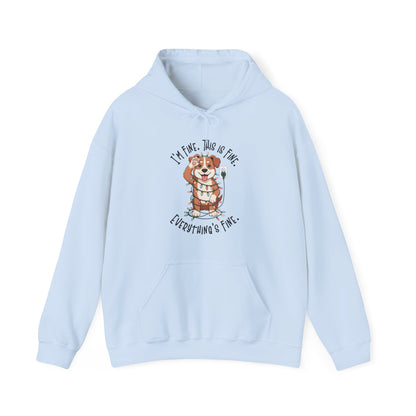 I'm Fine This Is Fine Dog Christmas Lights Hoodie