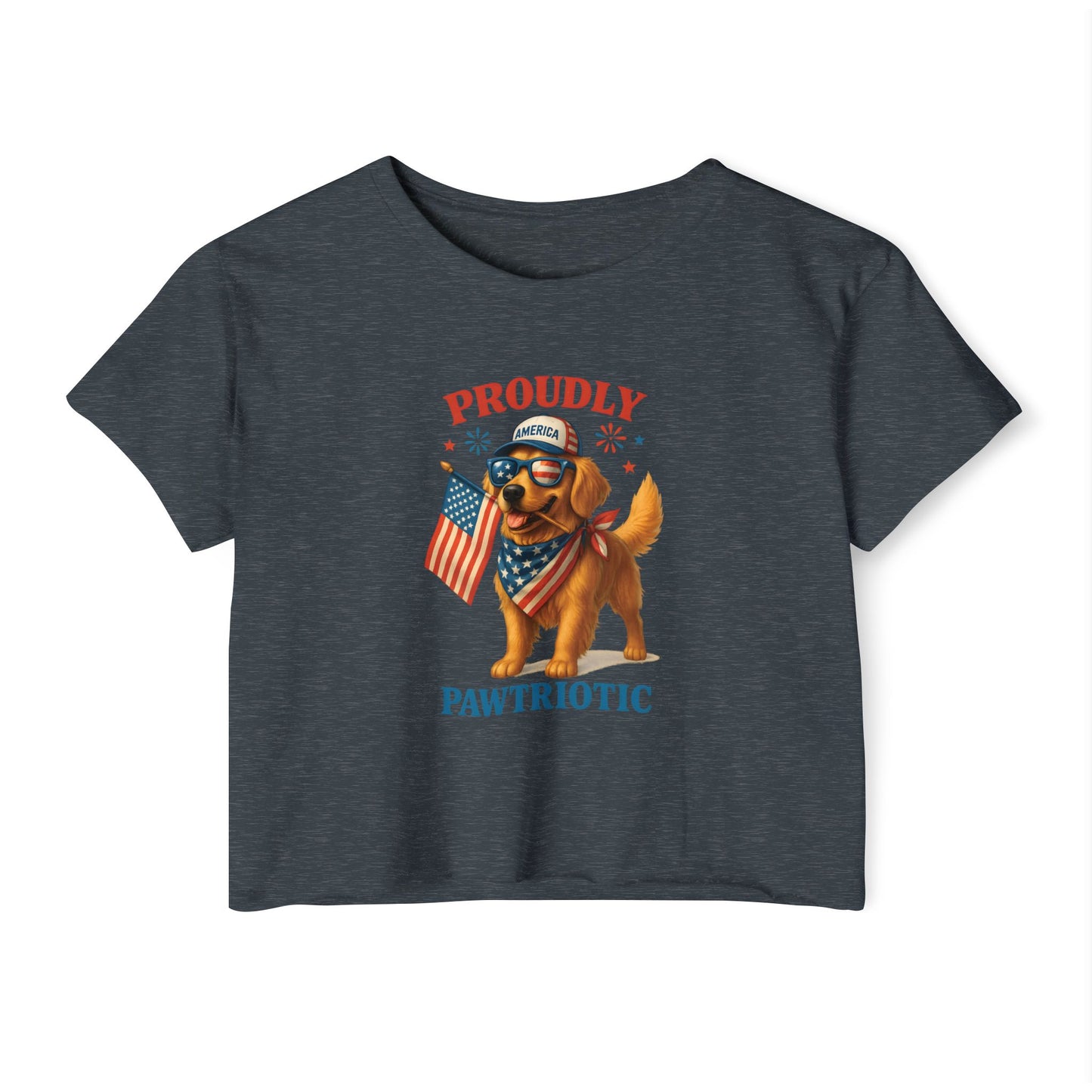 Proudly Pawtriotic Dog Crop Top – 4th of July Patriotic Pet Lover Tee