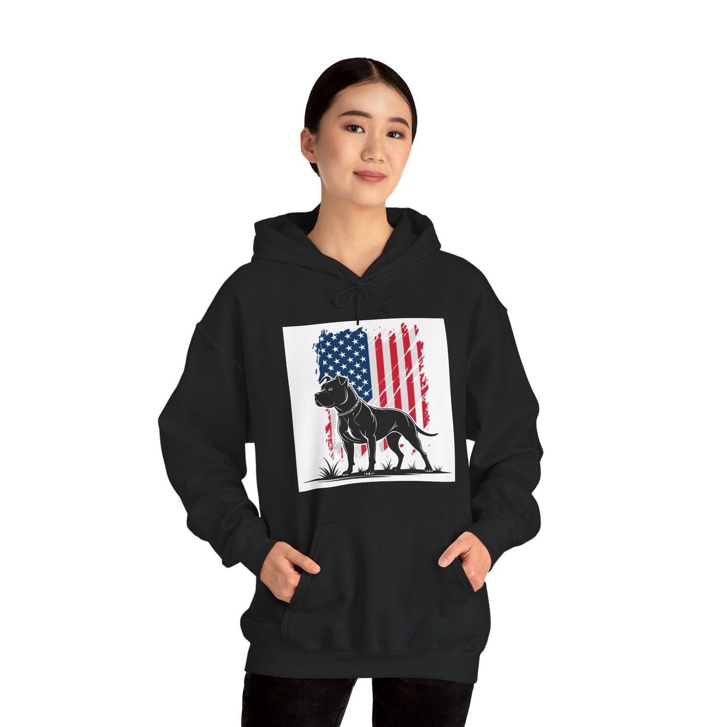 Patriotic Pitbull Unisex Hoodie – American Flag Dog Lover