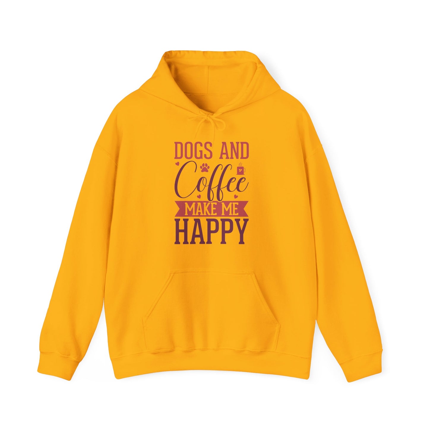 “Dogs and Coffee Make Me Happy” Unisex Hoodie – Cozy Dog Lover & Coffee Addict Sweatshirt