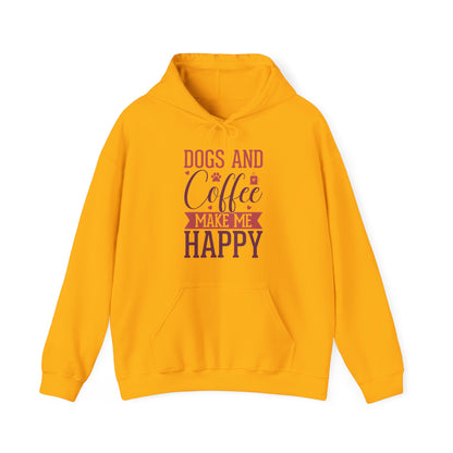 “Dogs and Coffee Make Me Happy” Unisex Hoodie – Cozy Dog Lover & Coffee Addict Sweatshirt