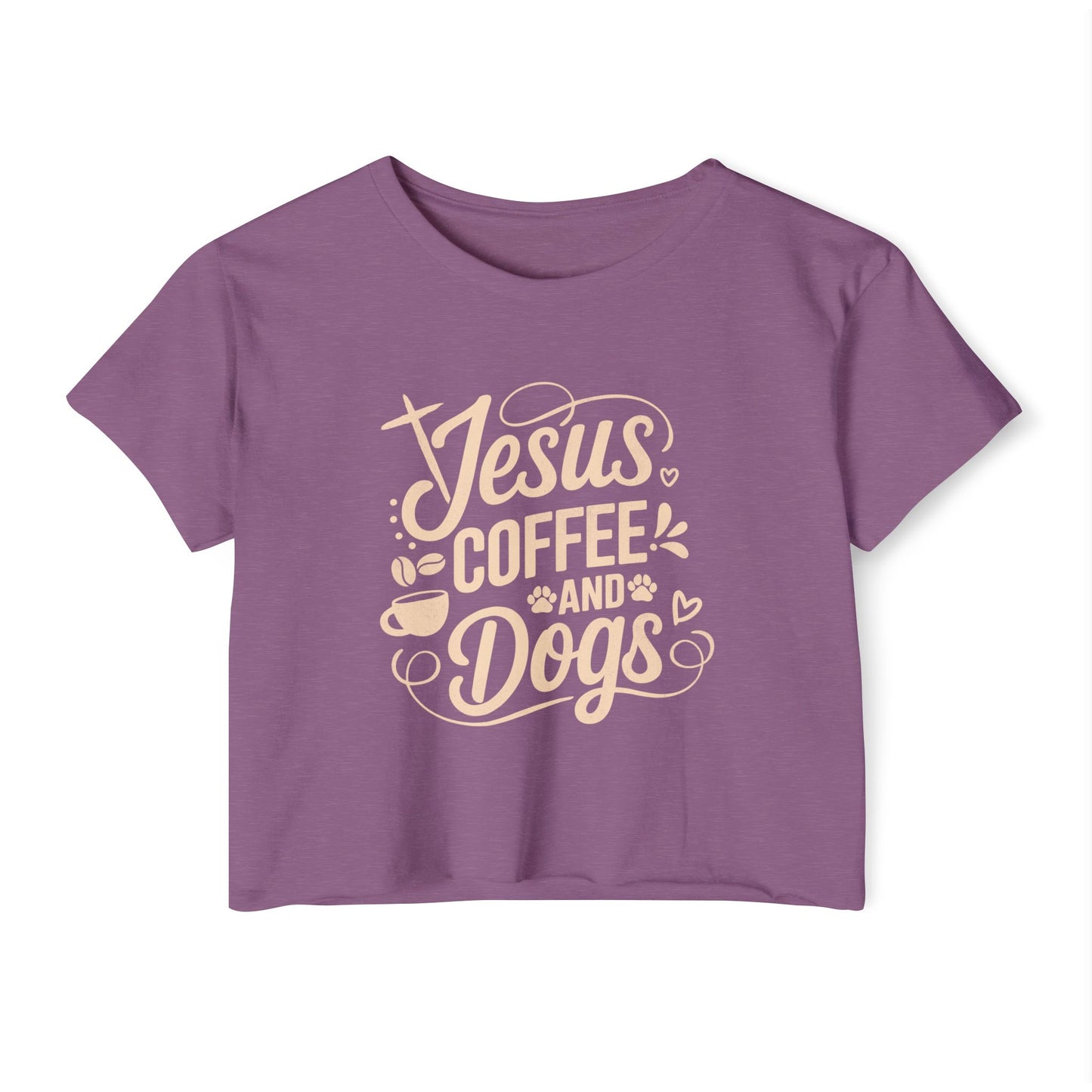 Jesus Coffee and Dogs Crop Top –  Christian Dog Mom Tee