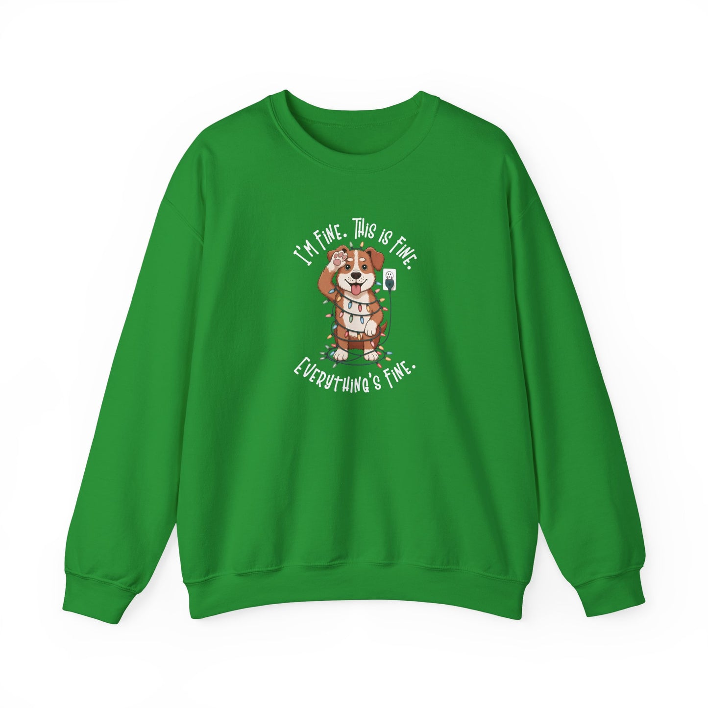 I'm Fine This Is Fine Dog Christmas Lights Sweatshirt
