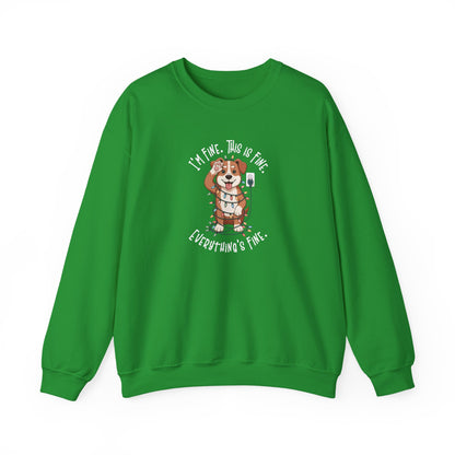 I'm Fine This Is Fine Dog Christmas Lights Sweatshirt