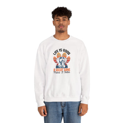Great Dane Life Sweatshirt | Retro Sunset Dog Lover Gift