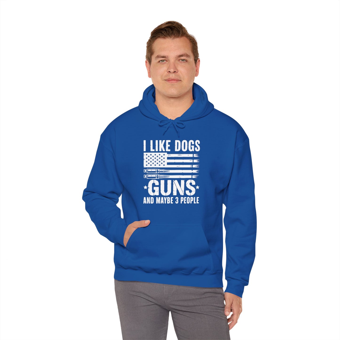 "I Like Dogs, Guns & Maybe 3 People" Patriotic Unisex Hoodie