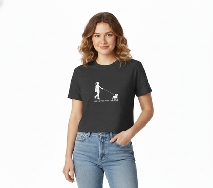 Woman and Her Frenchie Crop Top  Tee
