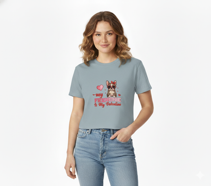 Cute French Bulldog Valentine Crop Top – My Frenchie Is My Valentine