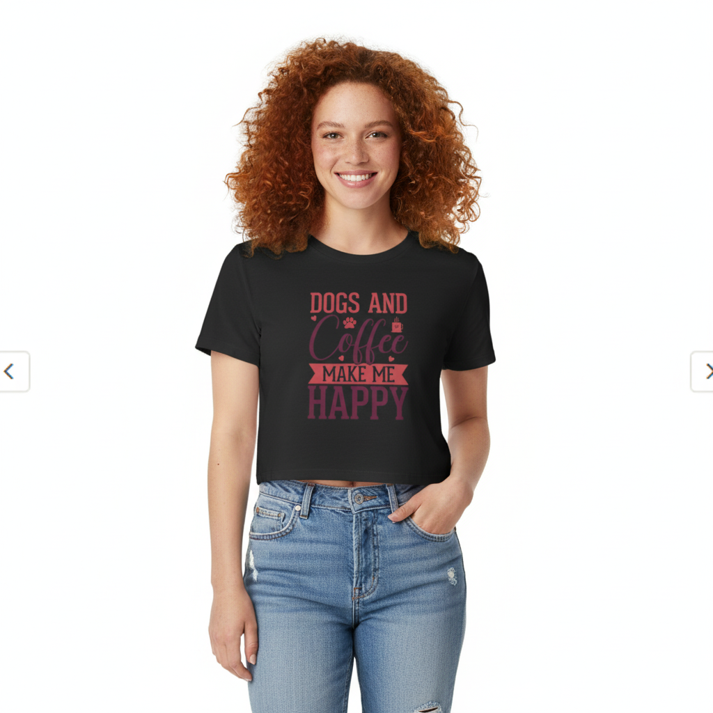 Dogs & Coffee Crop Top – Tee for Dog & Coffee Lovers