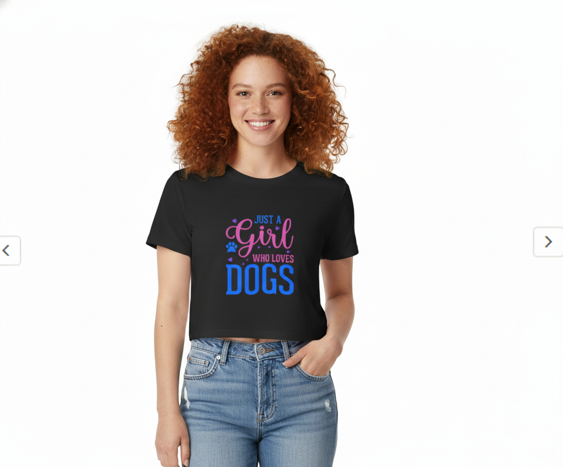 Just a Girl Who Loves Dogs Crop Top – Cute Dog Lover Shirt