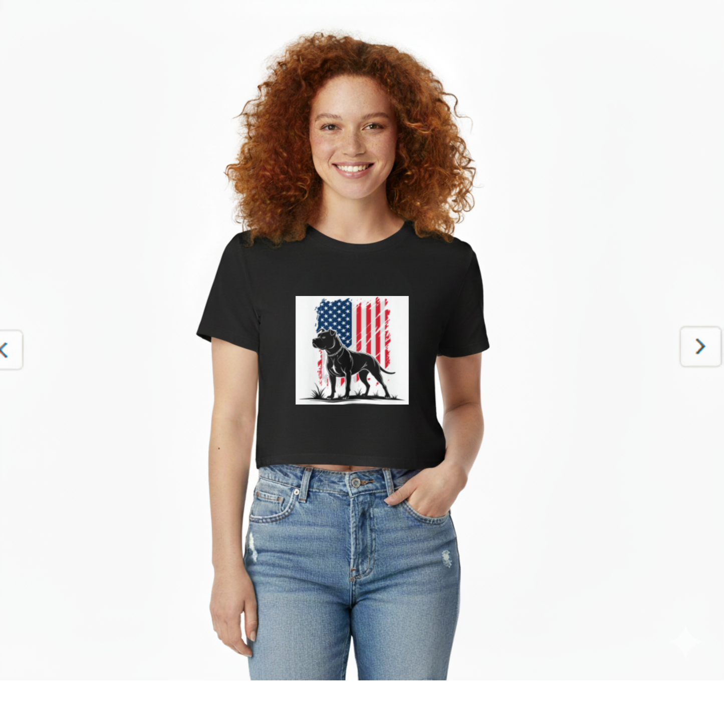 Patriotic Pitbull Crop Top – USA Flag Dog Graphic Tee