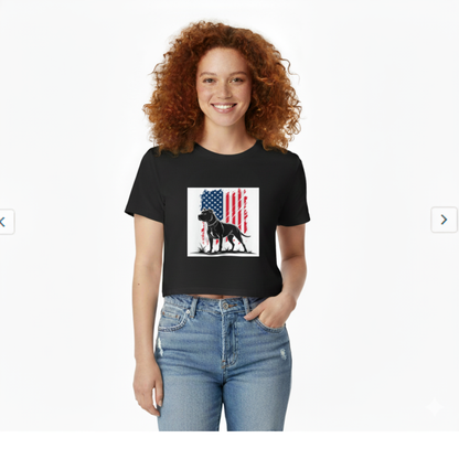 Patriotic Pitbull Crop Top – USA Flag Dog Graphic Tee