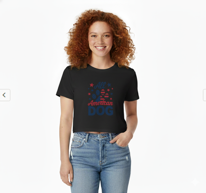All American Dog Crop Top – Patriotic 4th of July Pet Lover Tee