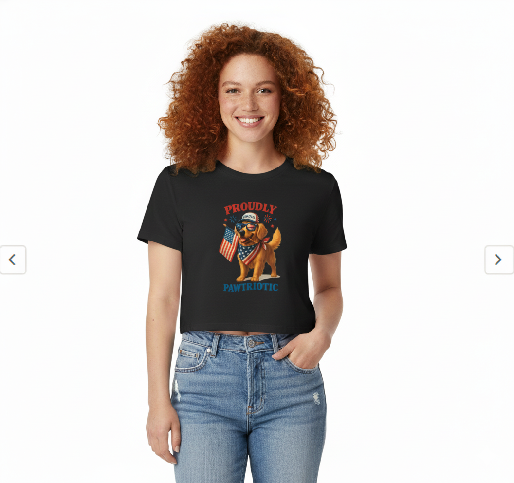 Proudly Pawtriotic Dog Crop Top – 4th of July Patriotic Pet Lover Tee