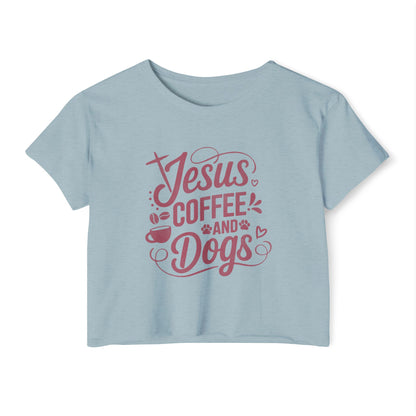 Jesus Coffee and Dogs Crop Top –  Christian Dog Mom Tee