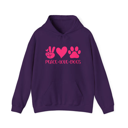 Peace Love Dogs - Pink Hearts and Paws Hoodie