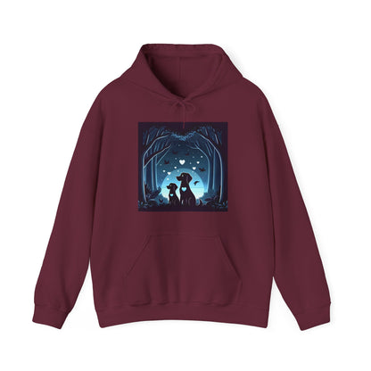Dog Love in the Moonlight - Forest Unisex Hoodie