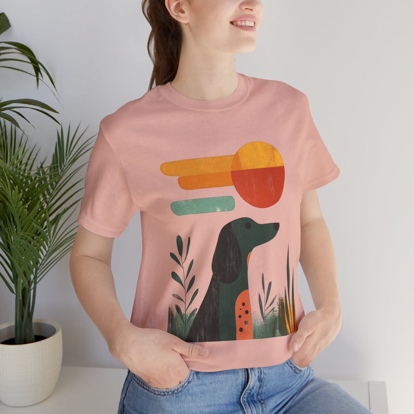 Dachshund Retro Sunset Minimalist Unisex Tee