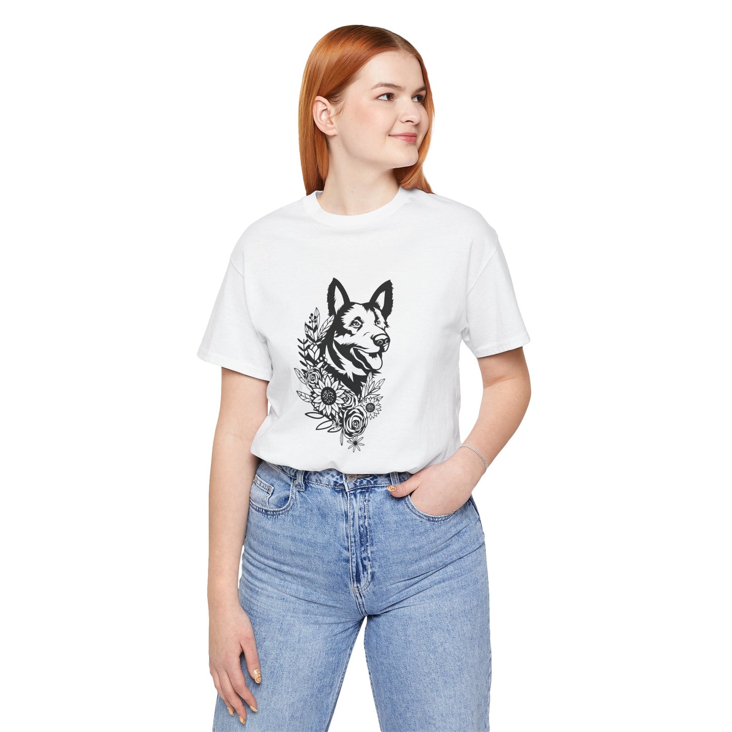 Floral German Shepherd Unisex T-Shirt