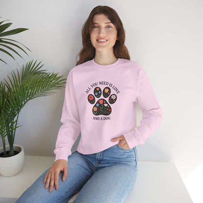 All You Need Is Love & A Dog | Floral Paw Print Sweatshirt