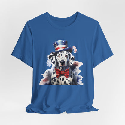 Patriotic Dalmatian in Stars & Stripes Hat – Unisex T-Shirt