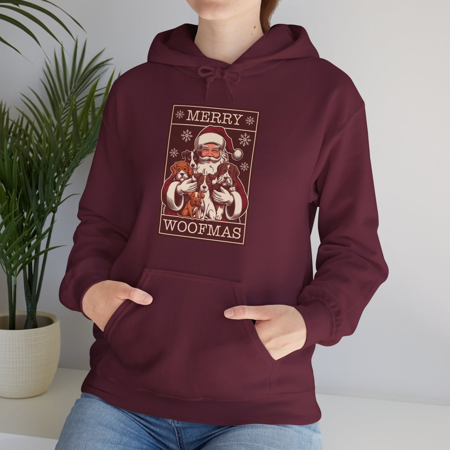 Merry Woofmas Hoodie | Vintage Santa & Dogs Sweater