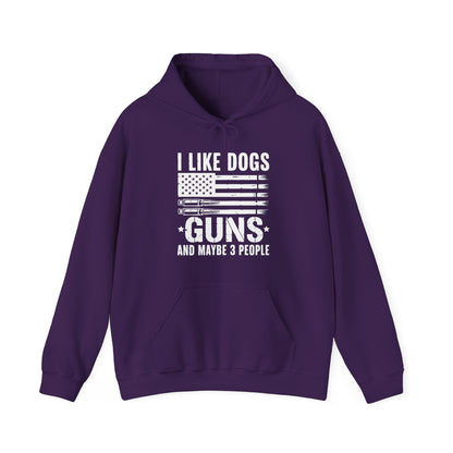 "I Like Dogs, Guns & Maybe 3 People" Patriotic Unisex Hoodie