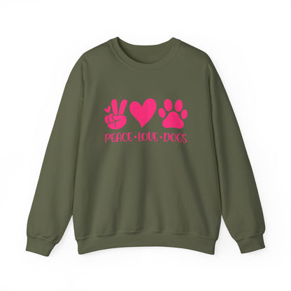 Peace Love Dogs Pink Graphic  Sweatshirt
