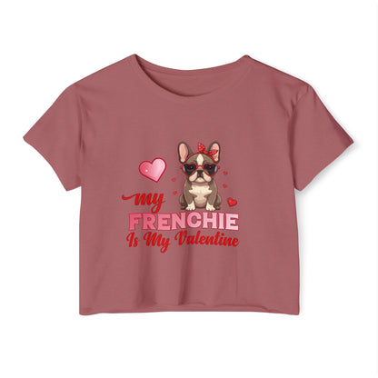 Cute French Bulldog Valentine Crop Top – My Frenchie Is My Valentine