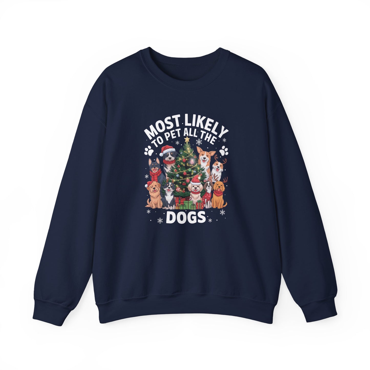 Most Likely to Pet All the Dogs Christmas Unisex Sweatshirt