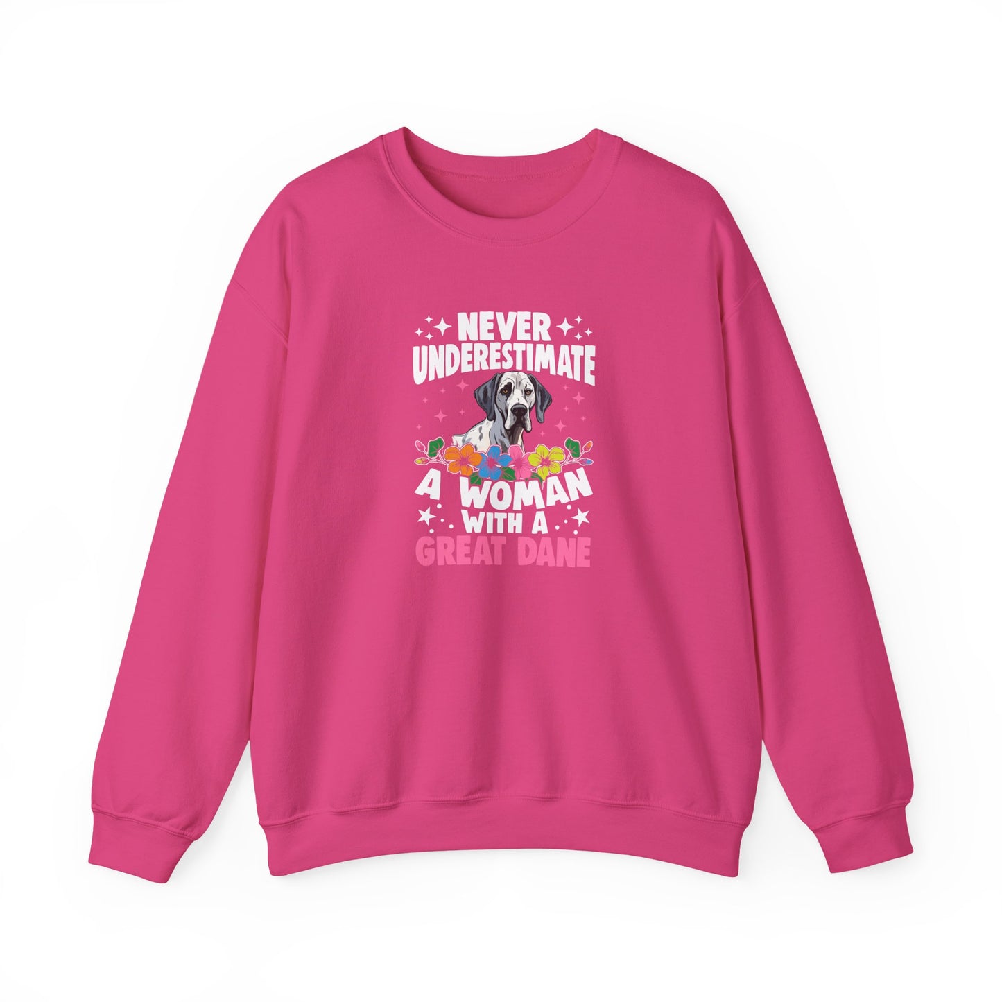 Woman With A Great Dane Sweatshirt | Funny Floral Dog Mom Gift