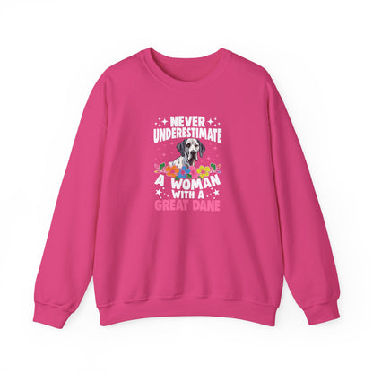 Woman With A Great Dane Sweatshirt | Funny Floral Dog Mom Gift