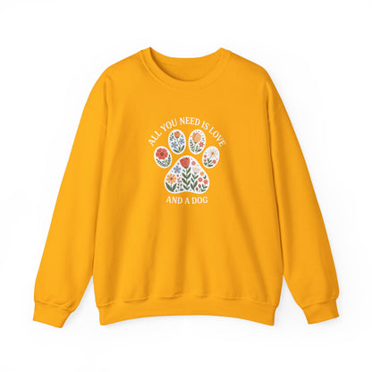 All You Need Is Love & A Dog | Floral Paw Print Sweatshirt