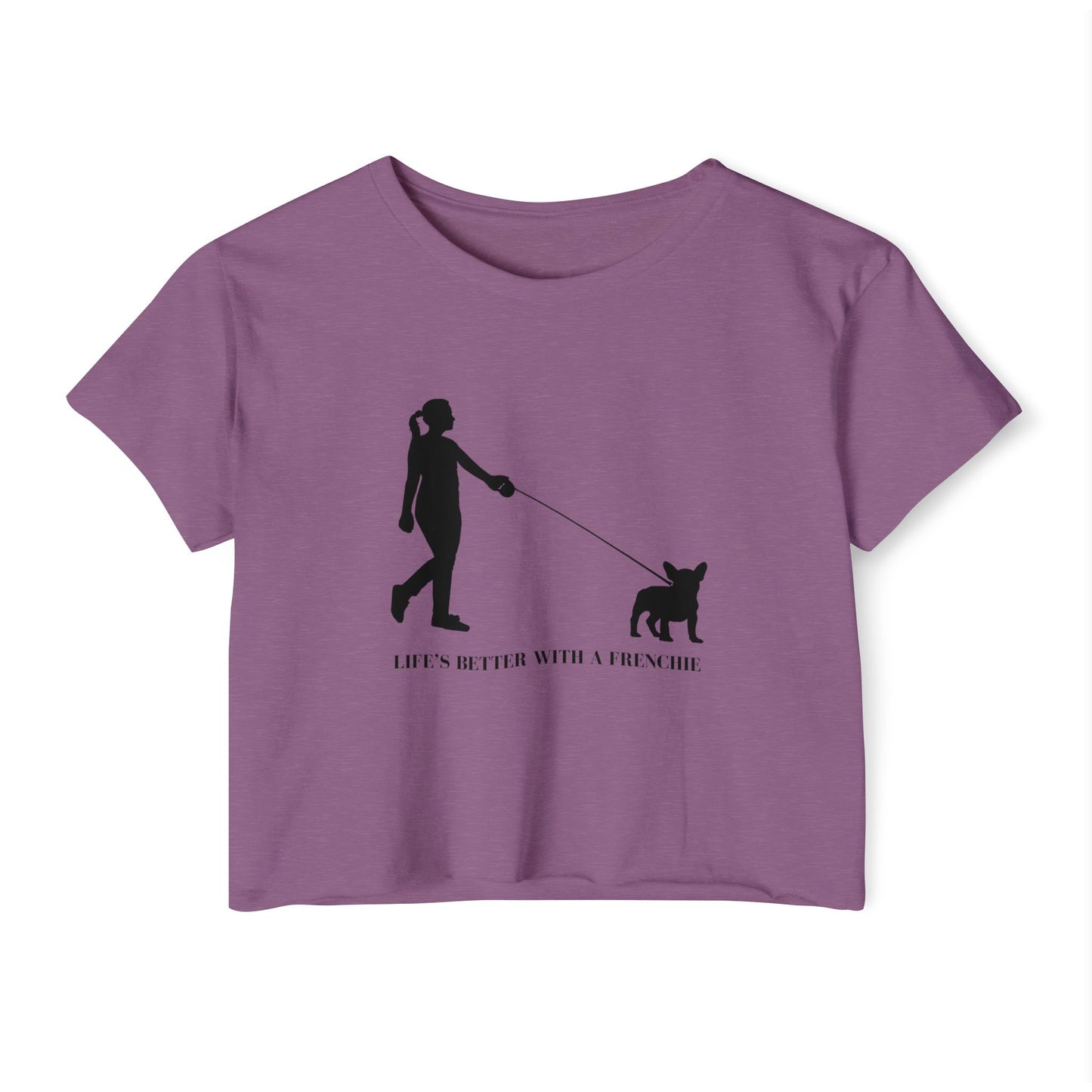 Woman and Her Frenchie Crop Top  Tee
