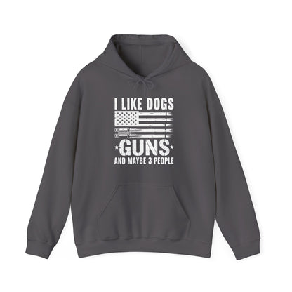 "I Like Dogs, Guns & Maybe 3 People" Patriotic Unisex Hoodie