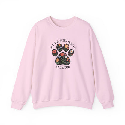 All You Need Is Love & A Dog | Floral Paw Print Sweatshirt