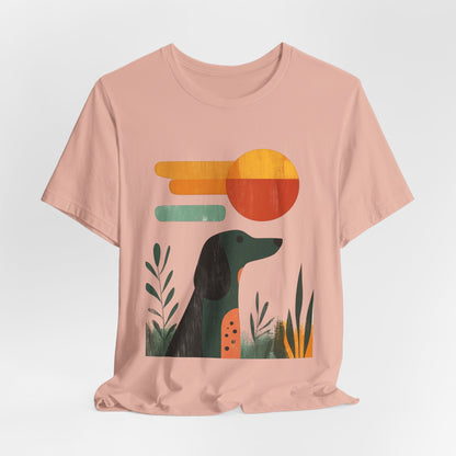 Dachshund Retro Sunset Minimalist Unisex Tee