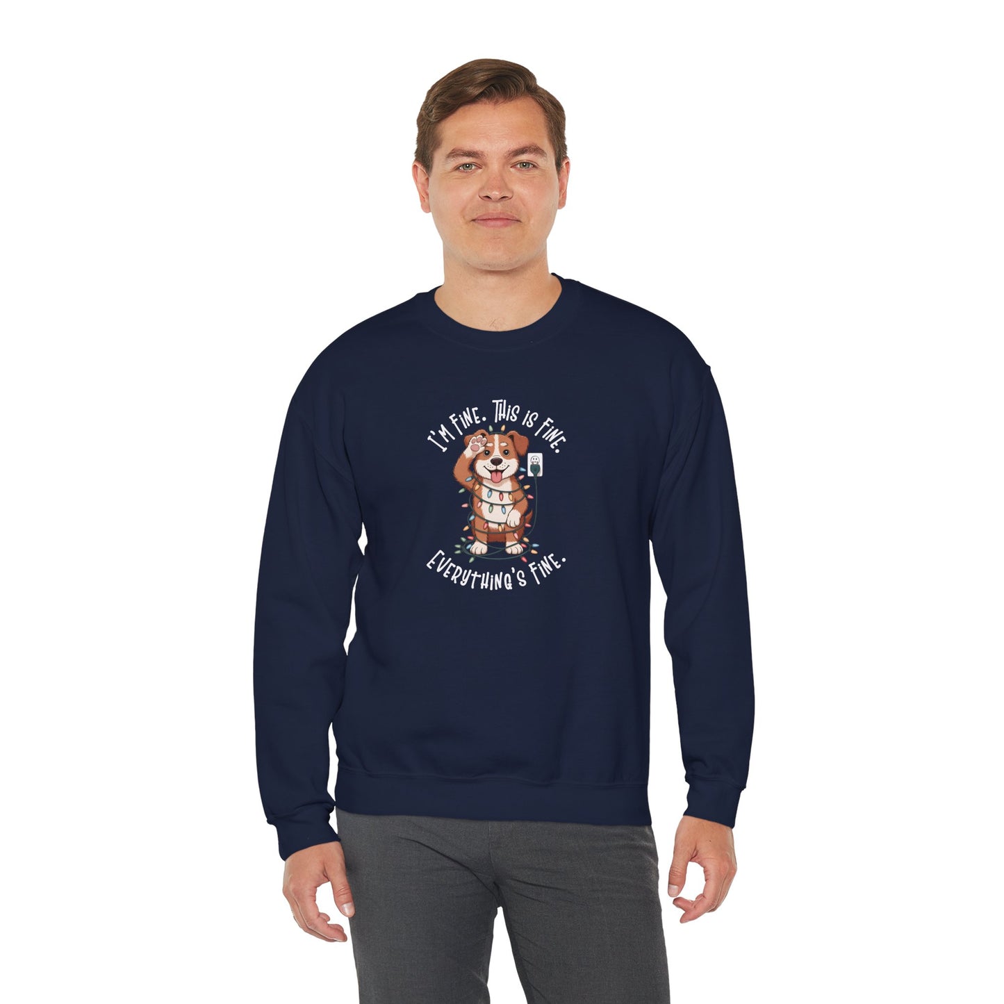 I'm Fine This Is Fine Dog Christmas Lights Sweatshirt