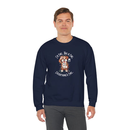 I'm Fine This Is Fine Dog Christmas Lights Sweatshirt