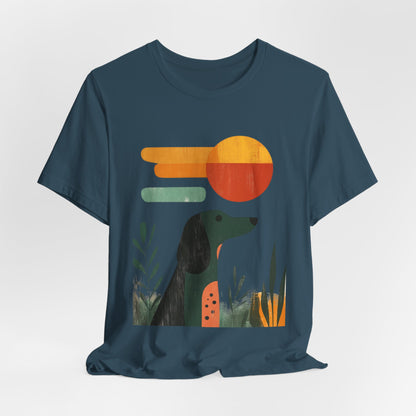 Dachshund Retro Sunset Minimalist Unisex Tee