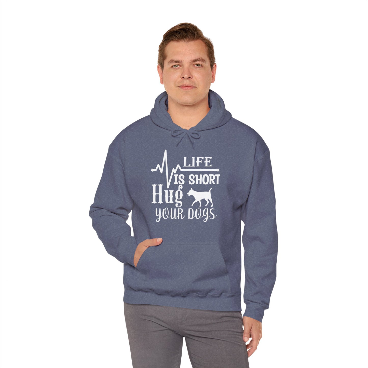 Life Is Short, Hug Your Dogs - Heartbeat Hoodie