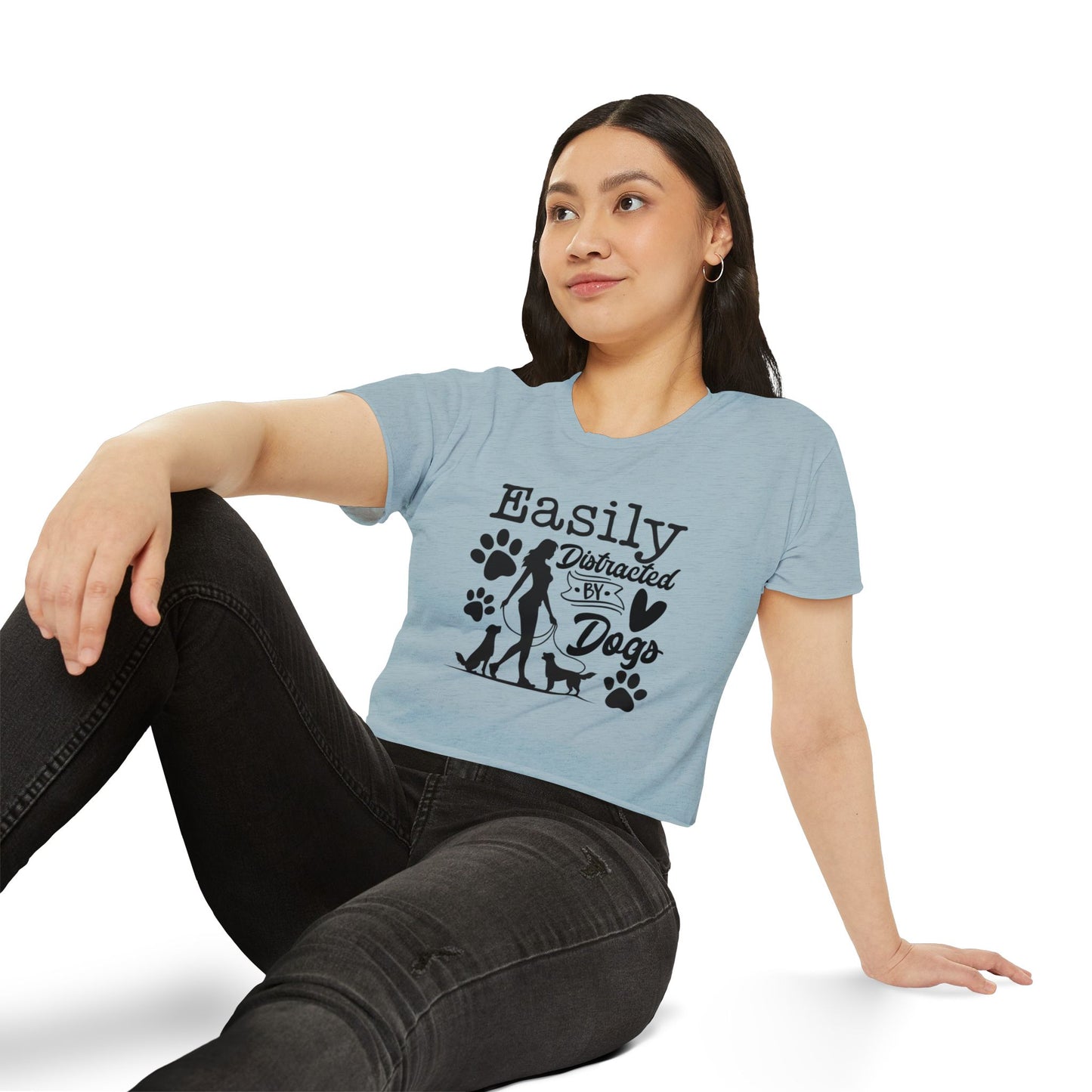 Easily Distracted by Dogs Crop Top – Cute Dog Lover Graphic Tee