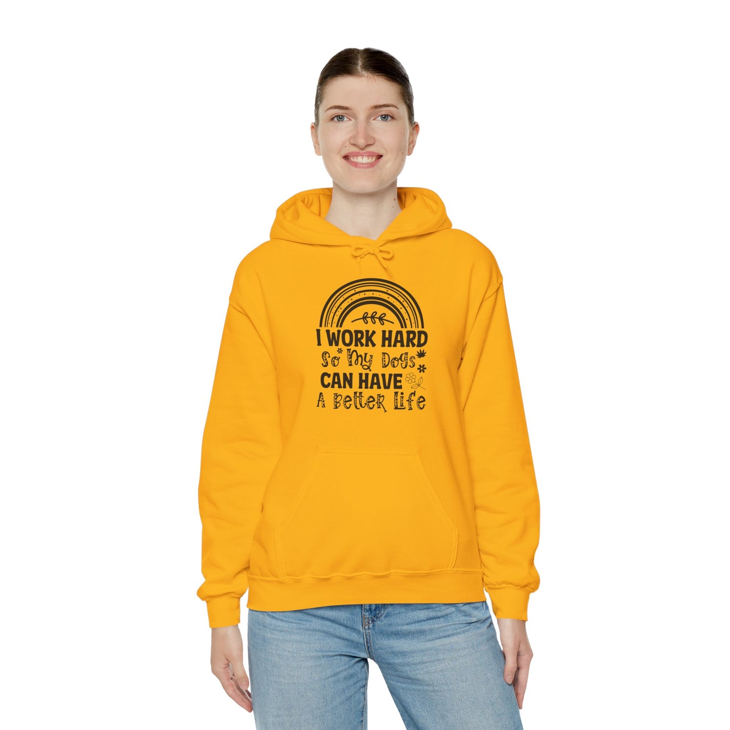 Work Hard For My Dogs - Rainbow Dog Lover Hoodie