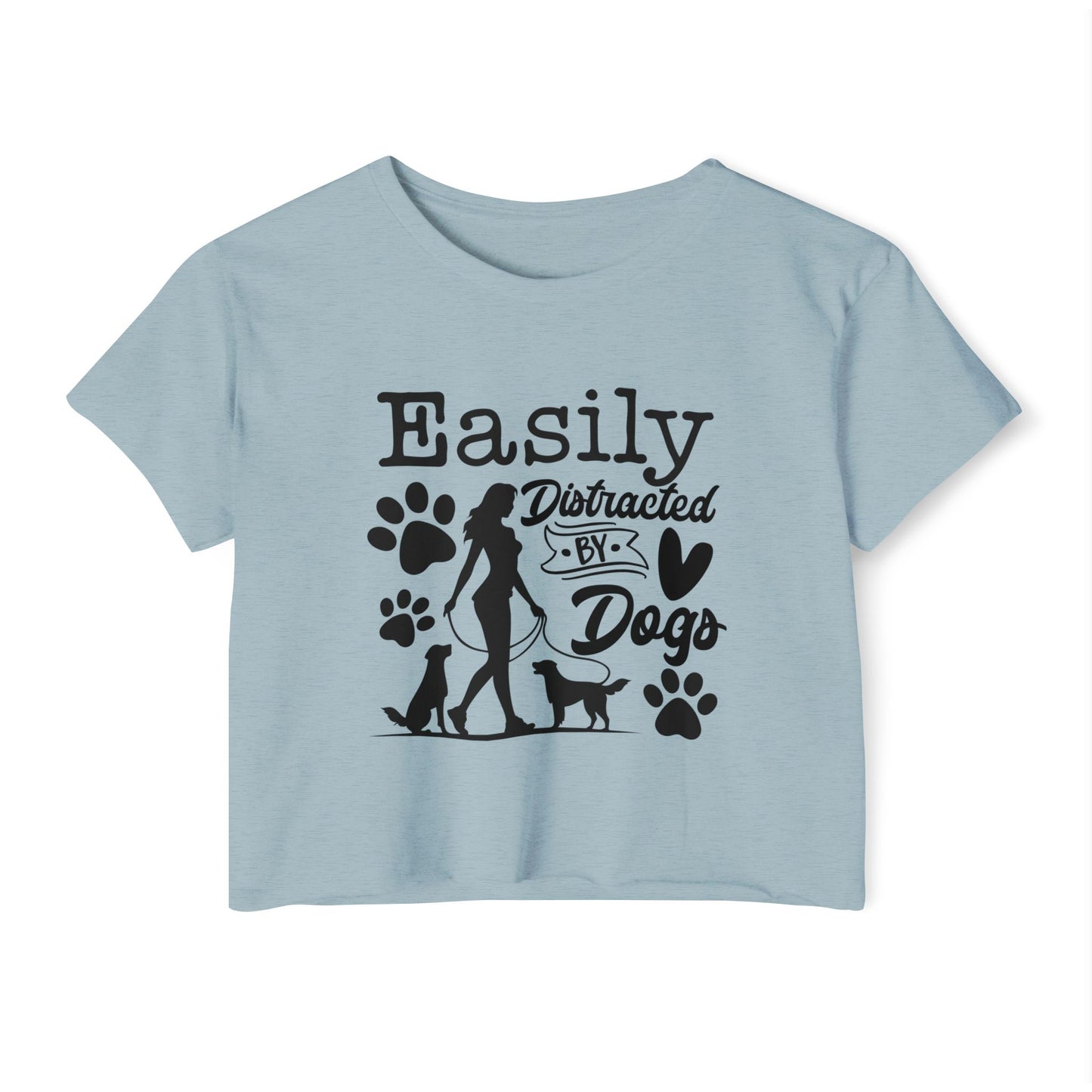 Easily Distracted by Dogs Crop Top – Cute Dog Lover Graphic Tee