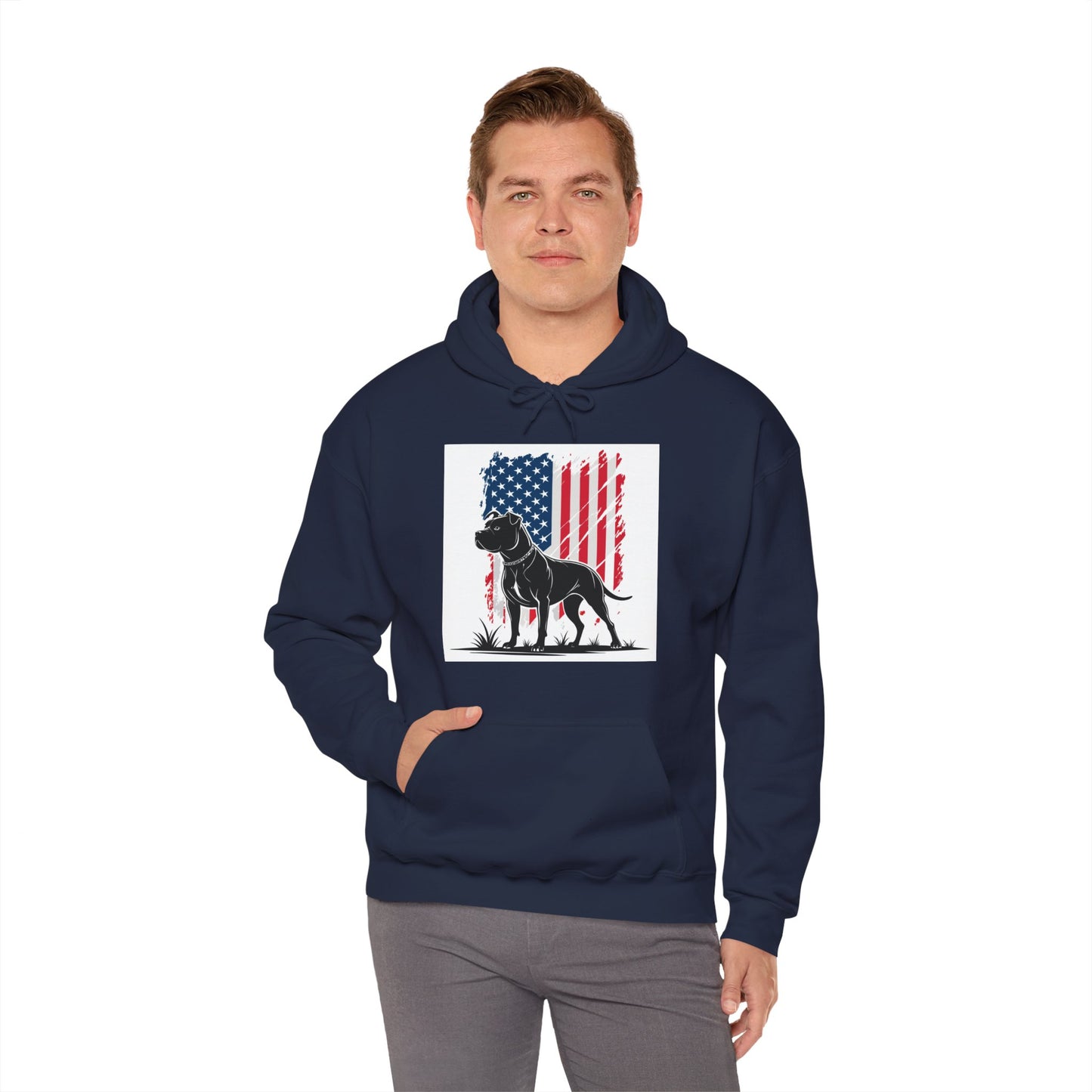 Patriotic Pitbull Unisex Hoodie – American Flag Dog Lover